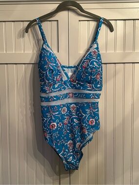 Cupshe Blue Floral One-Piece Swimsuit